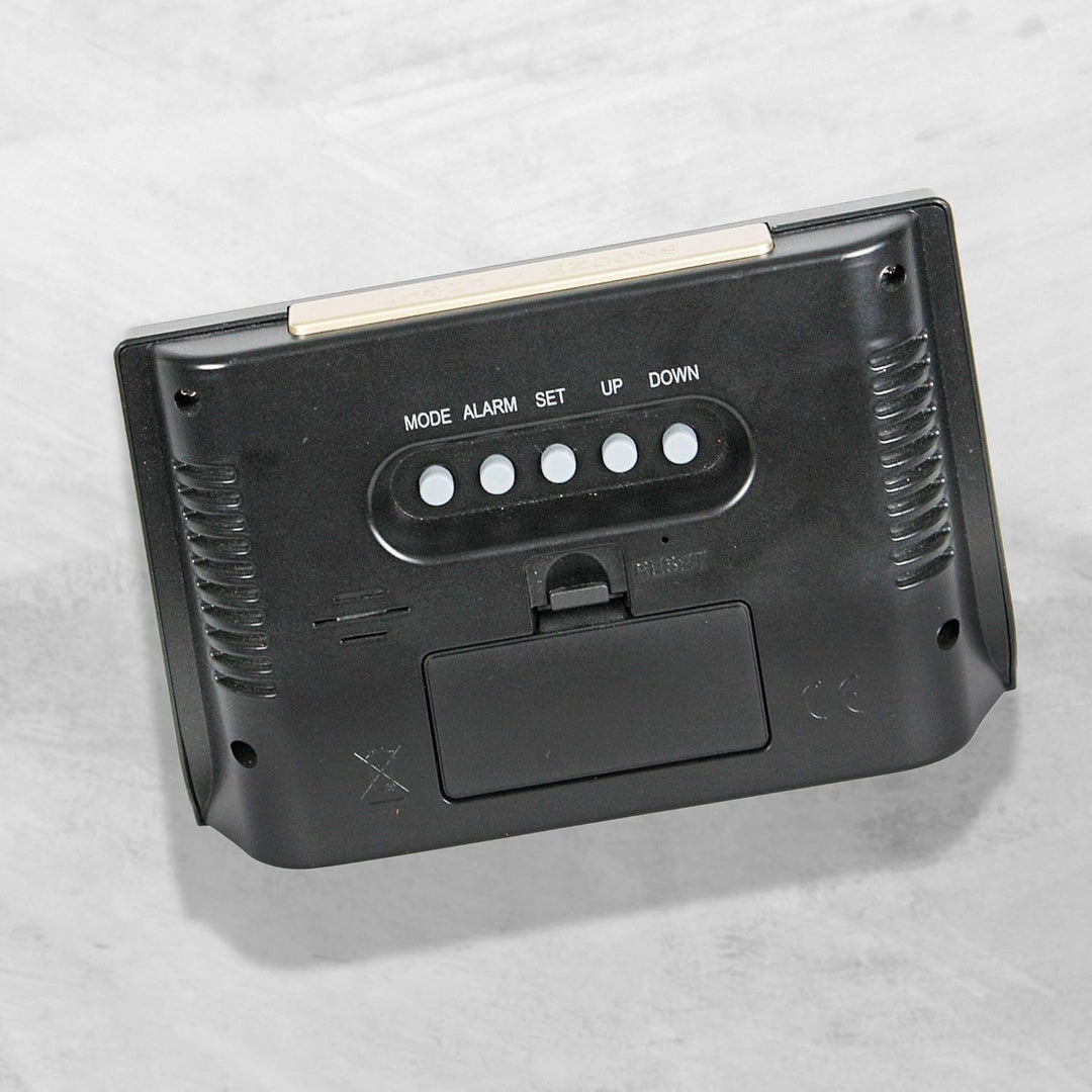FICHTEC - Digitaler Wecker 13cm Funkgesteuerter Wecker - LCD-Bildschirm mit Blauer Hintergrundbeleuc