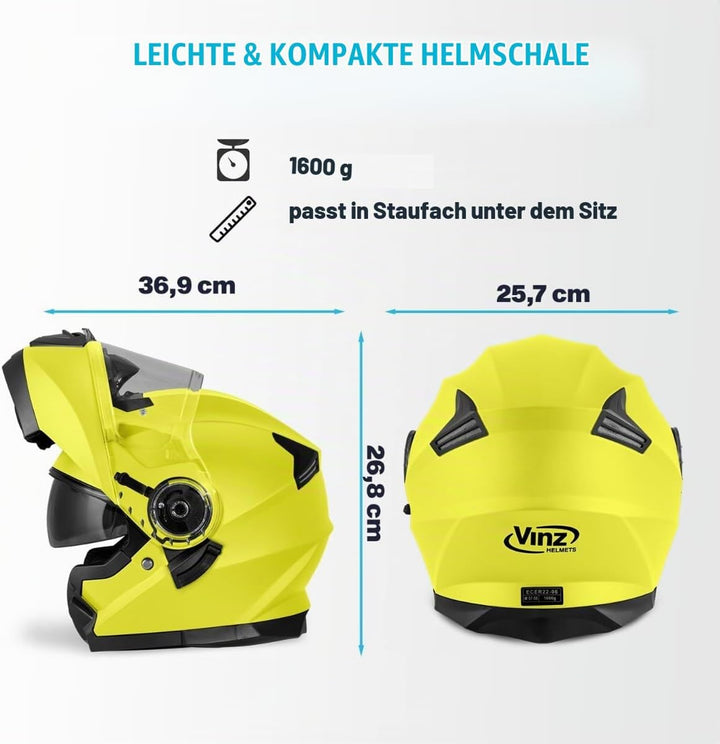 VINZ Santos Klapphelm mit Sonnenblende | ECE 22.06 &amp; PINLOCK vorbereitet | Motorrad Helm Integralhel
