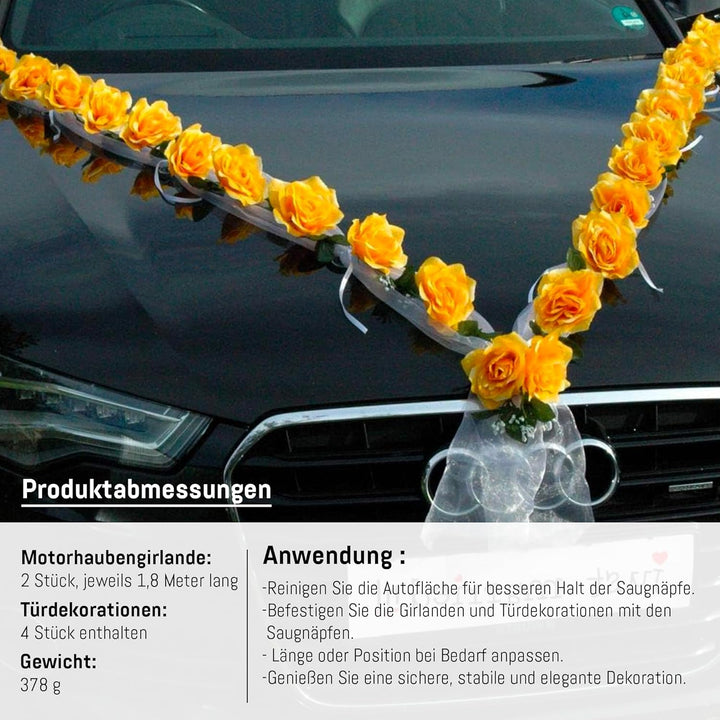 Rosen Girlande Braut Paar Rose Deko Dekoration Autoschmuck Hochzeit Car Auto Wedding ®Auto-schmuck D