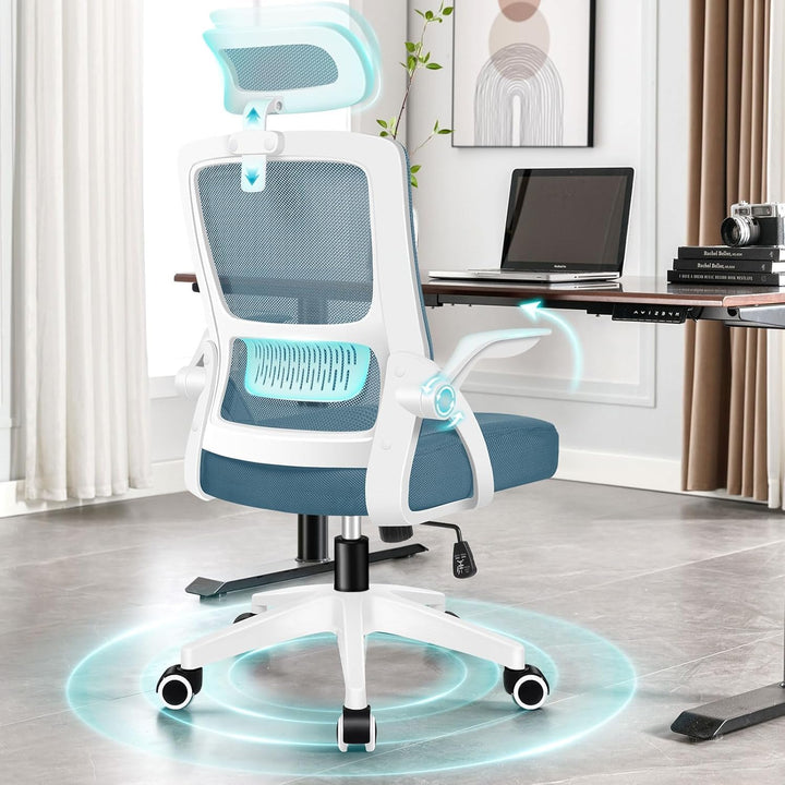 ALFORDSON Bürostuhl, Sessel mit Kopfstütze, Computer-Schreibtischstuhl mit Lordosenstütze, Drehstuhl