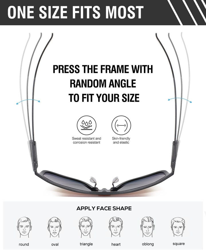 DUCO Herren Sonnenbrille Polarisierte Quadrat Sonnenbrille für Herren Carbon Fiber Tempel Sonnenbril