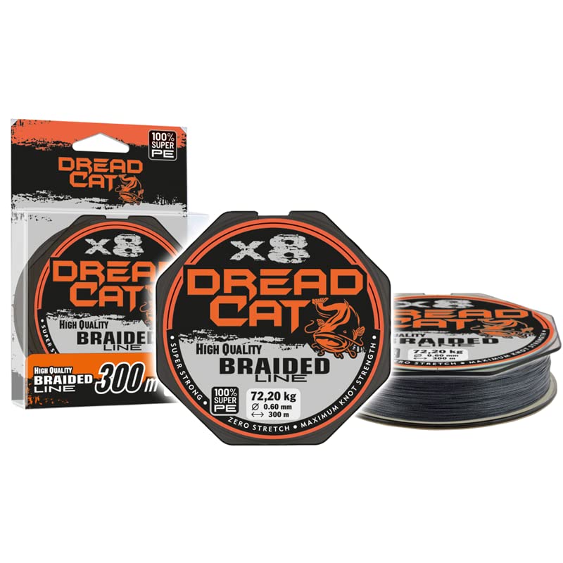 Geflochtene Schnur DREADCAT 8X Wels Wallerschnur 300m Spule 0,40mm/47,10kg, 0,40mm/47,10kg
