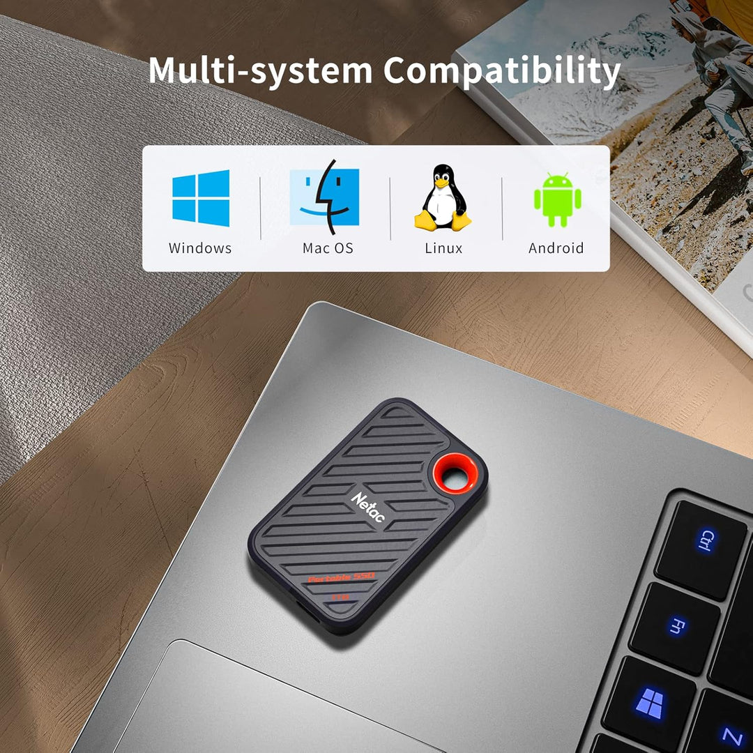 Netac ZX20 Extreme SSD 1TB Portable NVMe SSD USB 3.2 Gen 2x2 Bis zu 2000MB/s Lesen und 1700MB/s Schr