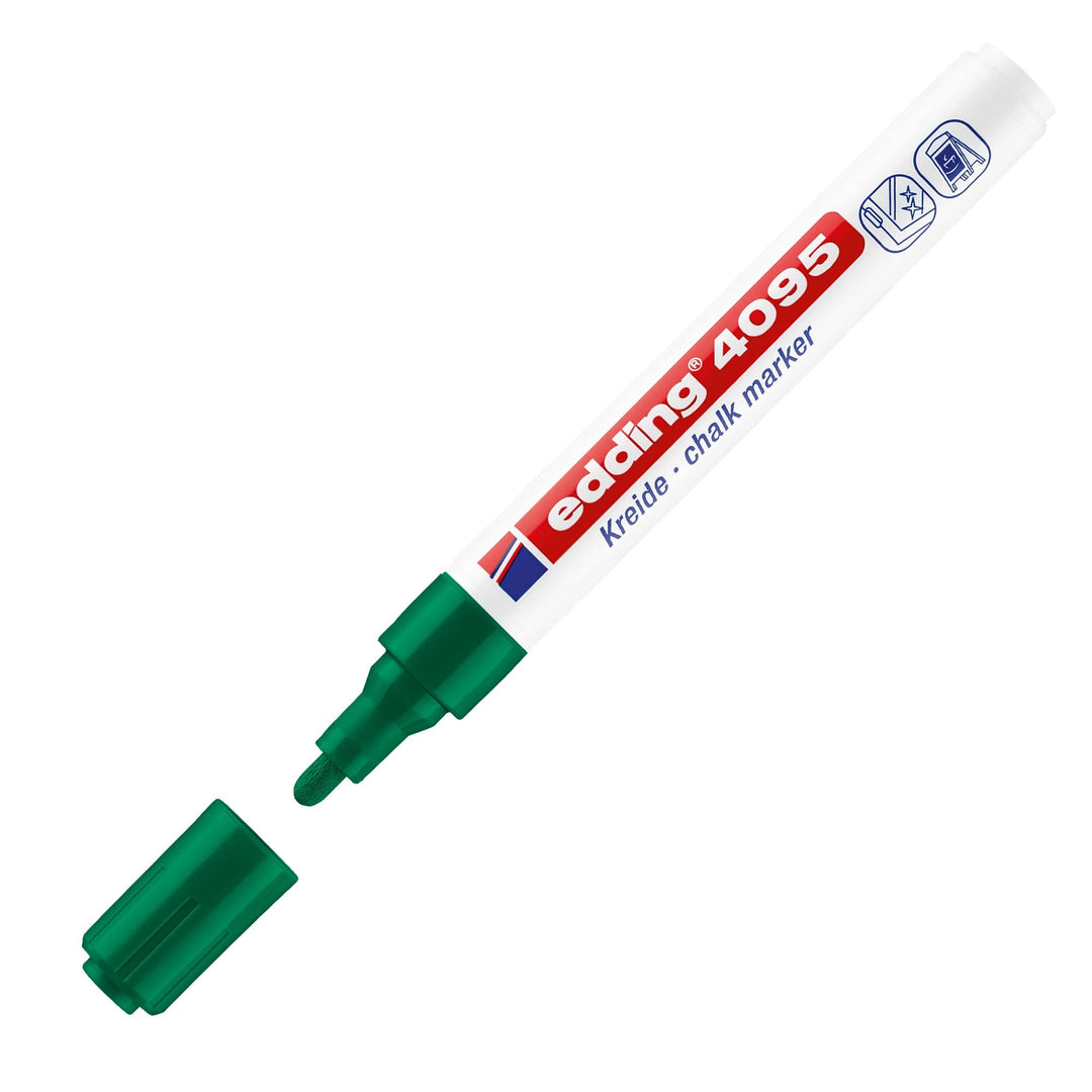 edding 4095 Kreidemarker - grün - 10 Kreidestifte - Rundspitze 2-3 mm - Kreidestift für Tafel abwisc
