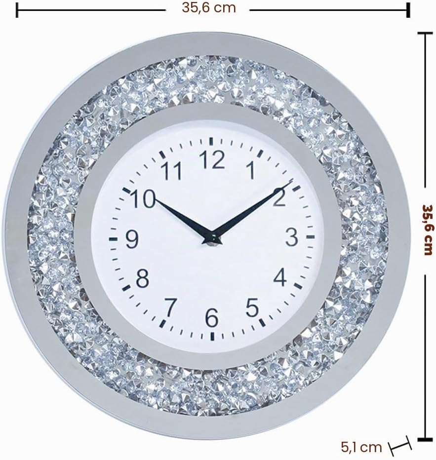 Wanduhr Wohnzimmer Dekor Crushed Diamond Spiegel Badezimmer Uhren Wand Kristall Dekorationen für Zuh