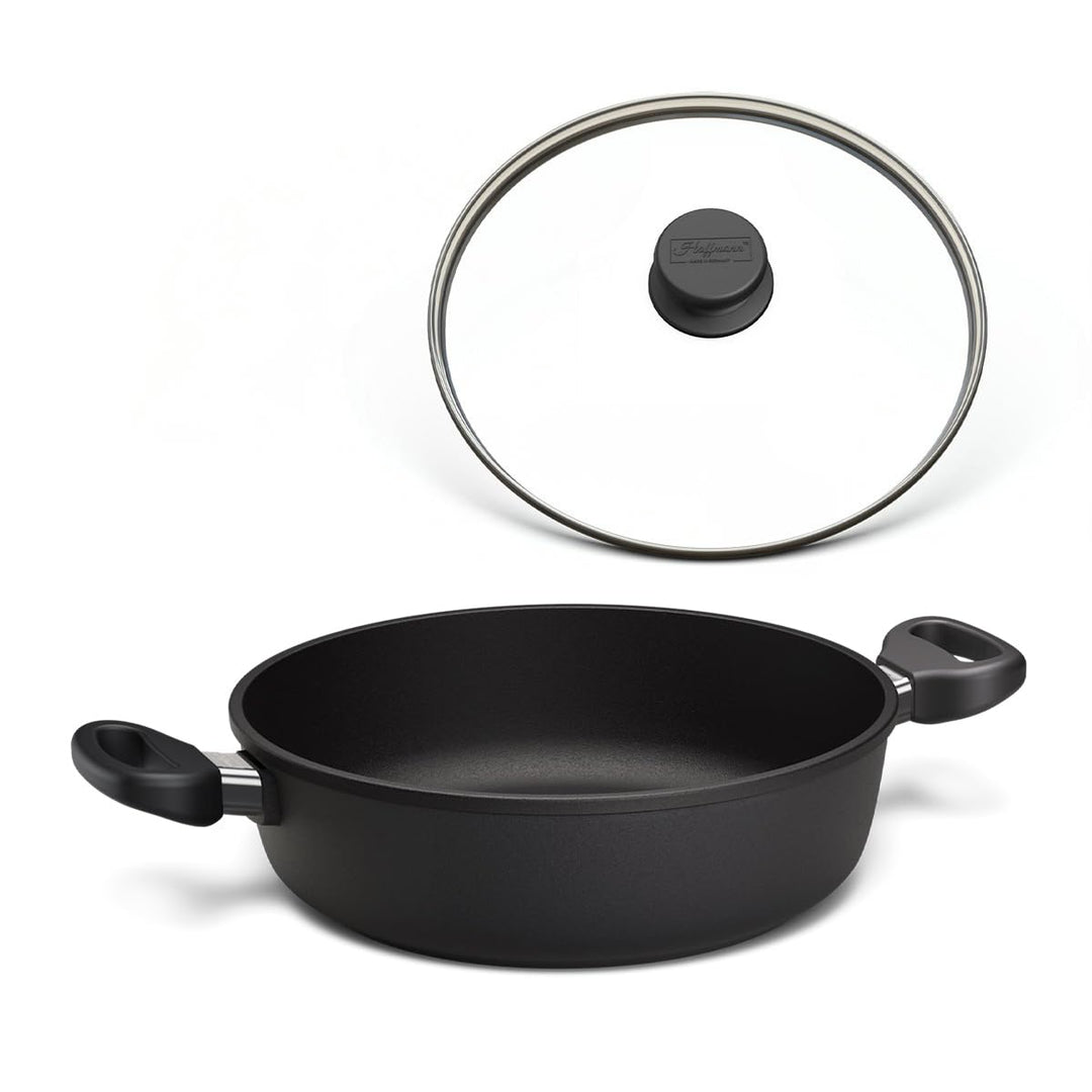 Hoffmann STONIQ Bräter rund Ø 28 cm, 3,3 l, Aluguss, PFAS Frei | Antihaftbeschichtung, Induktionsgee