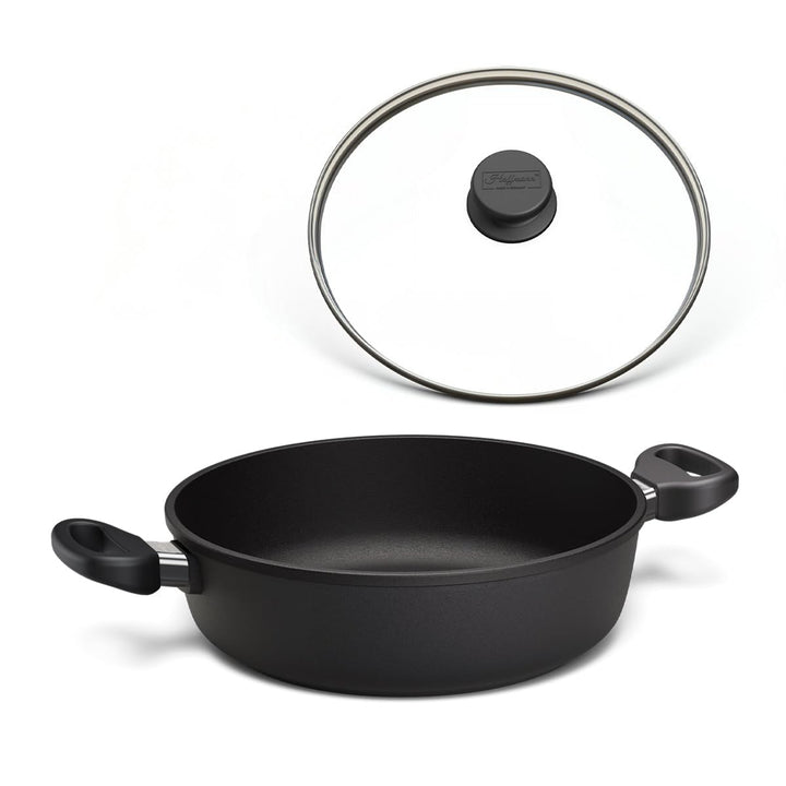 Hoffmann STONIQ Bräter rund Ø 28 cm, 3,3 l, Aluguss, PFAS Frei | Antihaftbeschichtung, Induktionsgee