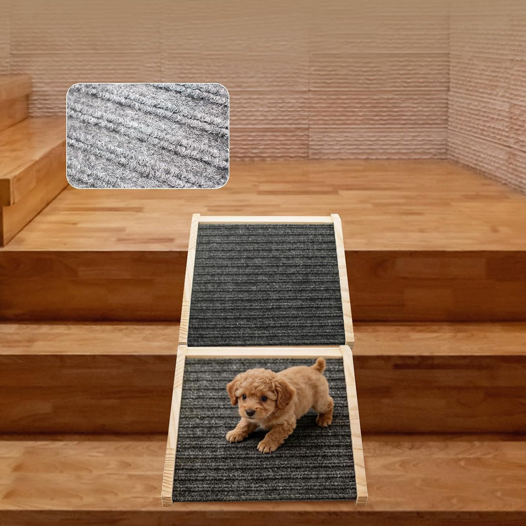 Hölzerne Hunderampe für Treppen, Haustierstufen mit niedrigem Winkel und Rutschfester Oberfläche, Hi