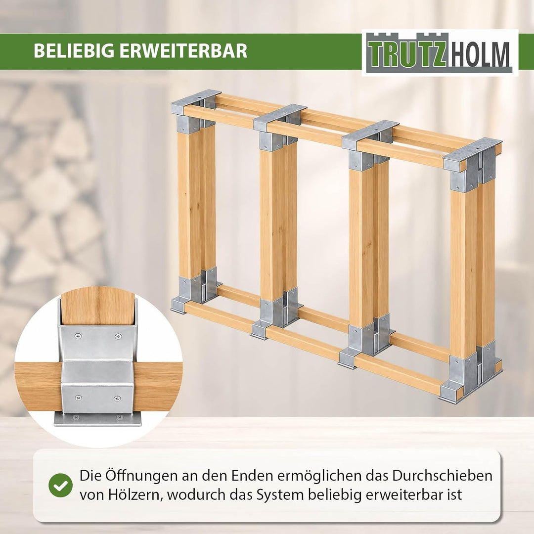 2x Holzstapelhilfe Feuerverzinkt Stapelhilfe Holzstapelhalter Brennholz Kaminholz Gestell