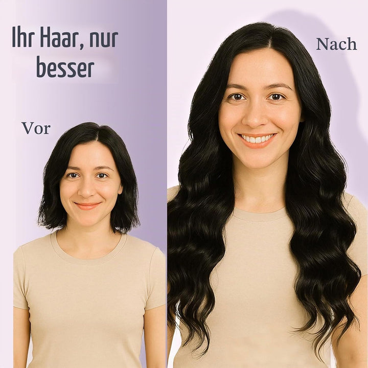 Fshine Tapes Echthaar Extension 50cm Tape in Schwarz Seamless Hair Extensions 20 Stück Remy Extensio
