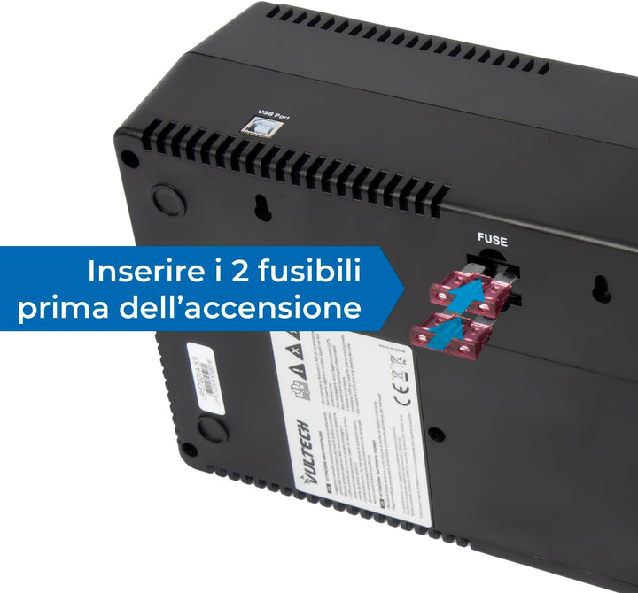 VulTech UPS700VA-XS UPS Steckdosenleiste 700VA/390WA, unterbrechungsfreie Stromversorgung, Line-Inte