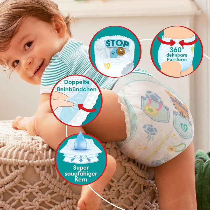 Pampers Windeln Pants Grösse 3 (6-11kg) Baby-Dry, Midi mit Stop- und Schutz Täschchen, MONATSBOX, 19