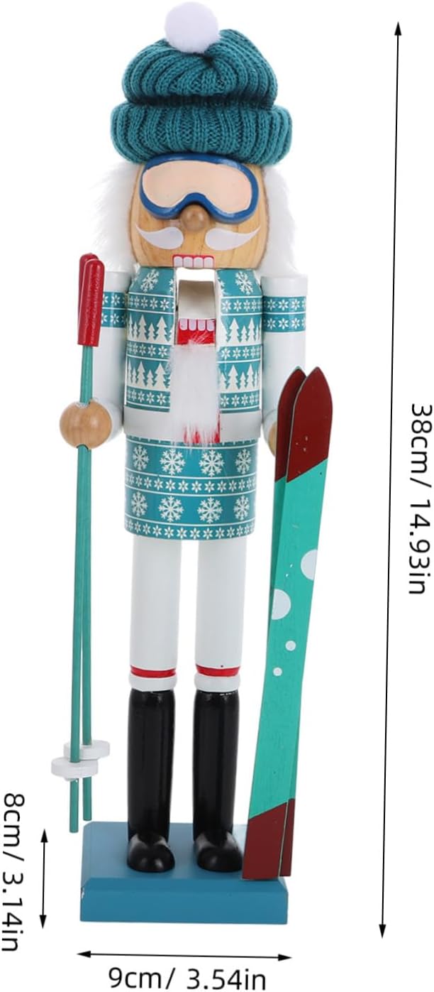 PRETYZOOM Weihnachts-Nussknacker Aus Holz Winter-Ski-Nussknacker-Figur Weihnachtsmann Nussknacker-Ma