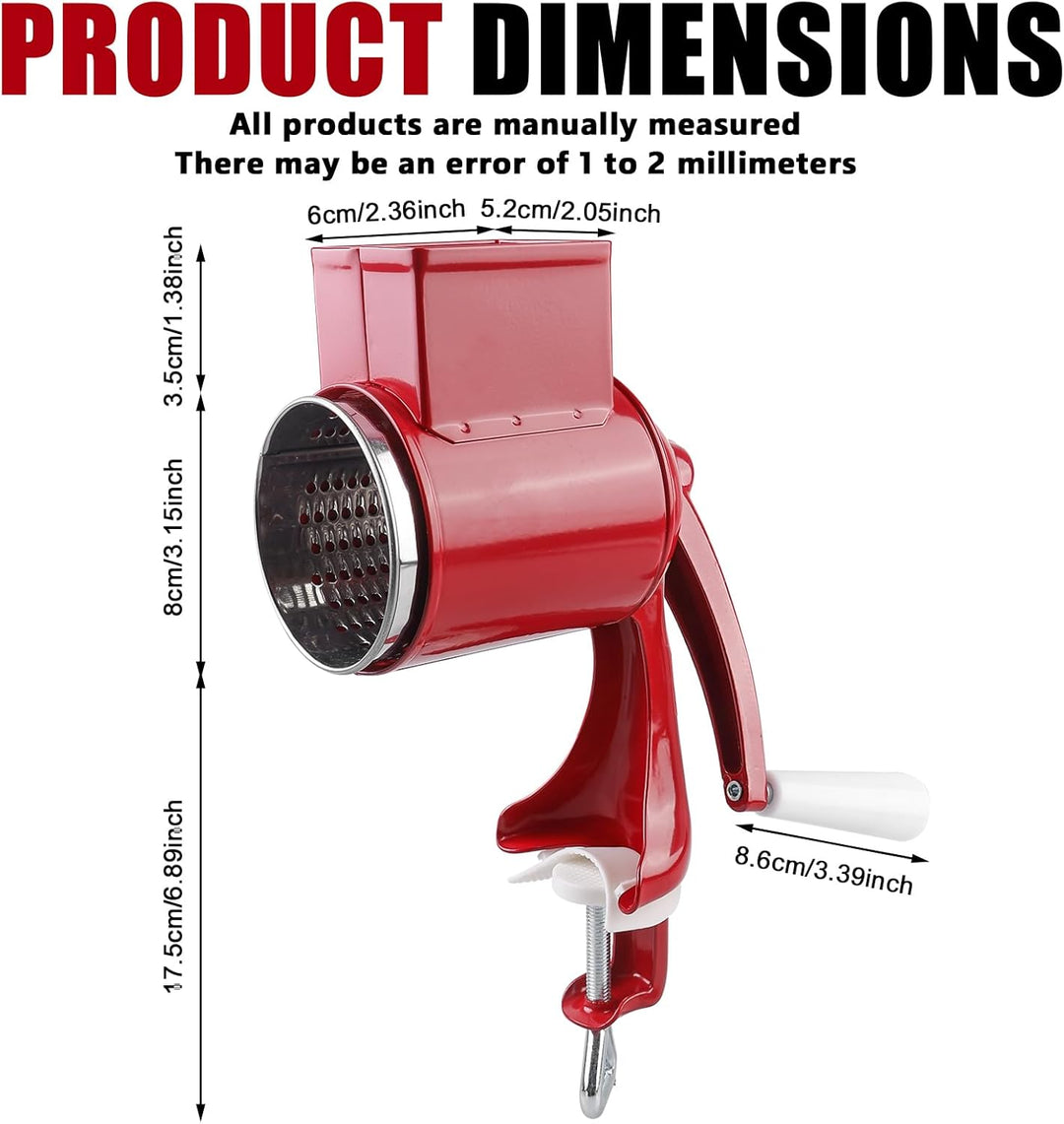 Manuelle Nussmühle mit 2 abnehmbaren Trommelblättern, Edelstahl Schnelles Schneiden Gemüsehobel, Man