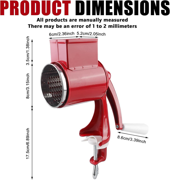Manuelle Nussmühle mit 2 abnehmbaren Trommelblättern, Edelstahl Schnelles Schneiden Gemüsehobel, Man