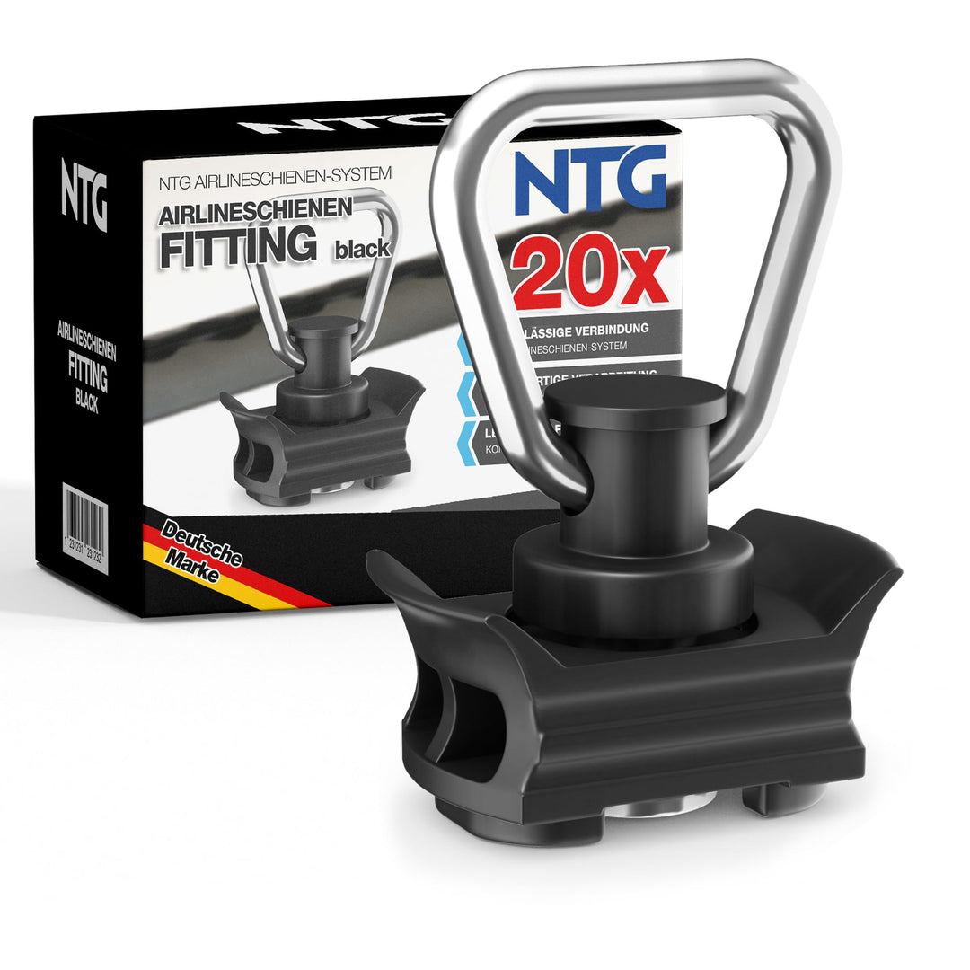 NTG Airlineschiene Fitting aus Kunststoff (20 Stück) | Airline Fitting mit 1000kg Bruchlast in Schwa