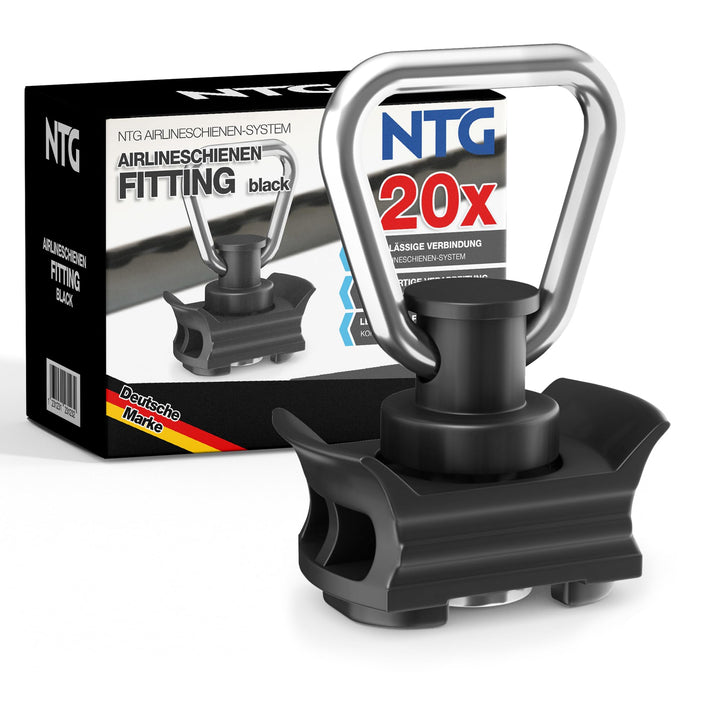 NTG Airlineschiene Fitting aus Kunststoff (20 Stück) | Airline Fitting mit 1000kg Bruchlast in Schwa