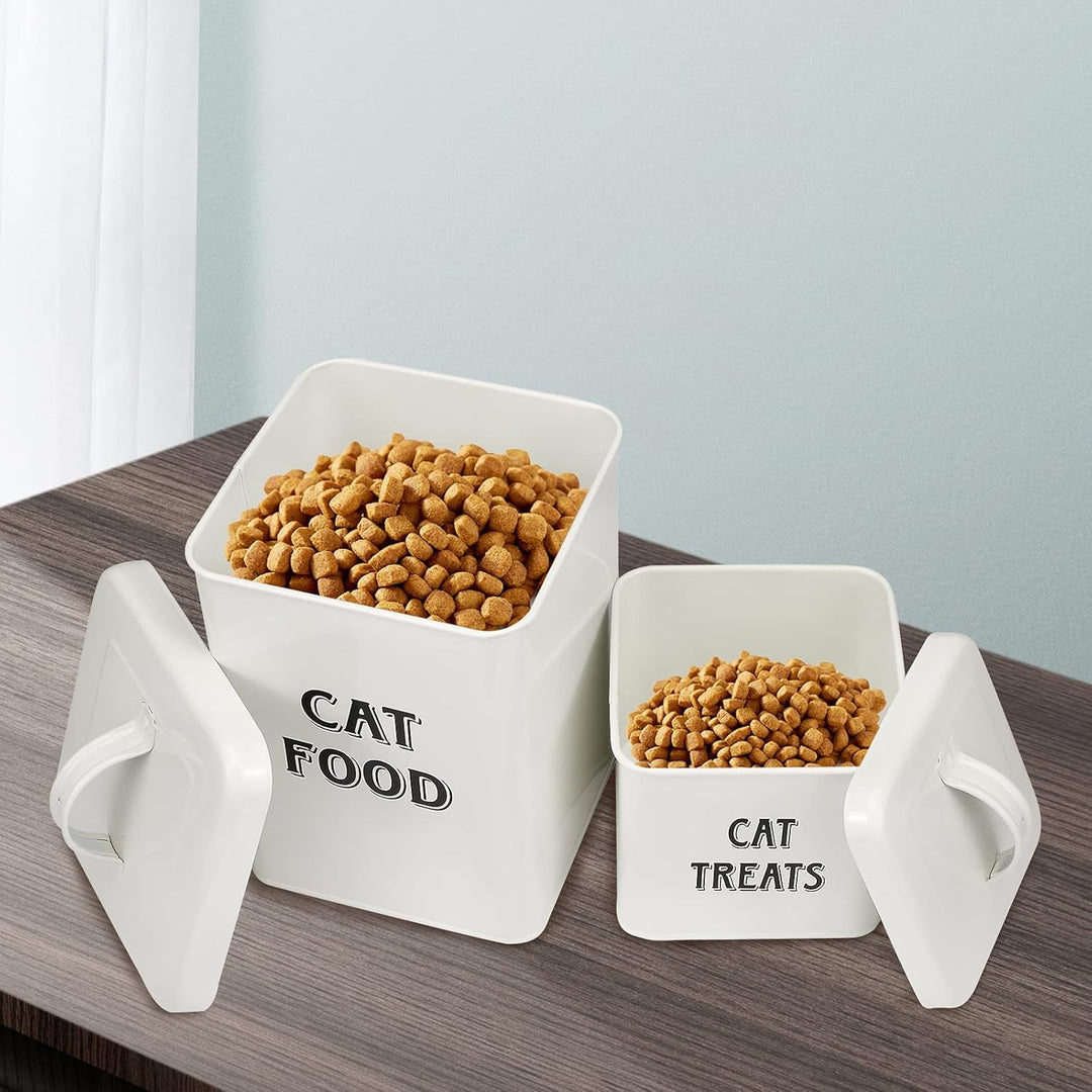 Pethiy Katzenfutter und Katzenleckerli behälter Set mit Schaufel –Beschichteter Kohlenstoffstahl – d