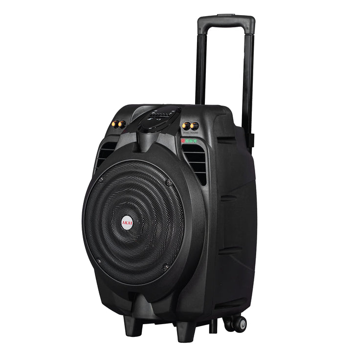AKAI Party-Lautsprecher 2-Wege mit Karaoke-Mikrofon In/Outdoor Bluetooth AUX USB Akku Mikrofon/Gitar