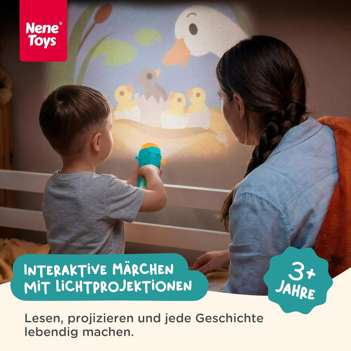 Nene Toys Interaktives Märchenbuch mit Projektor-Taschenlampe & Schattentheater für Kinder ab 3 Jahr