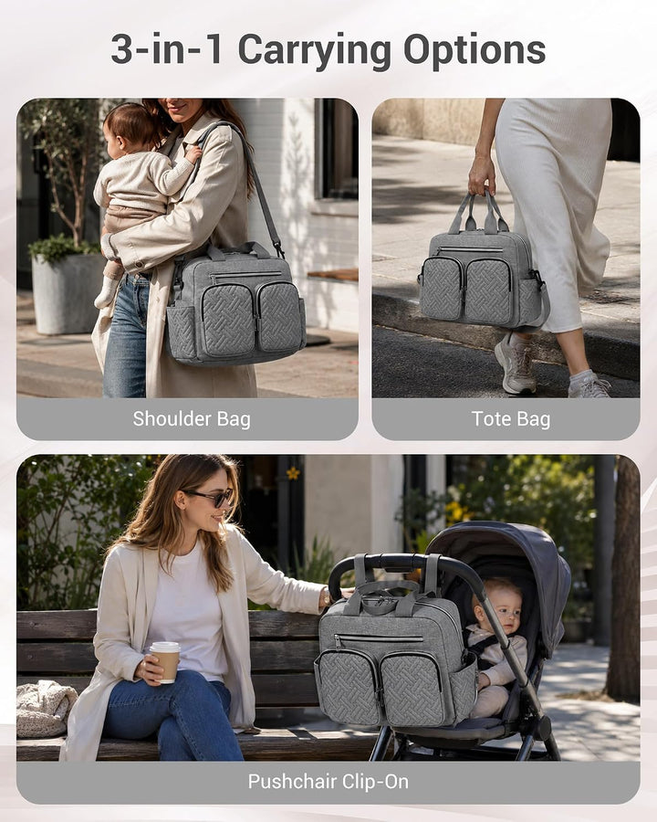 KONO Baby Wickeltasche Windeltasche zum Aufhängen am Kinderwagen, Grosse Reisetasche mit Isolierten