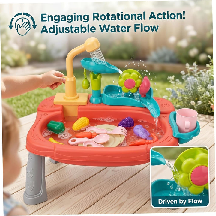 Spielspüle mit fliessendem Wasser, lustiges Baby-Wassertisch, Waschen und Angeln, Rollenspiel-Set fü