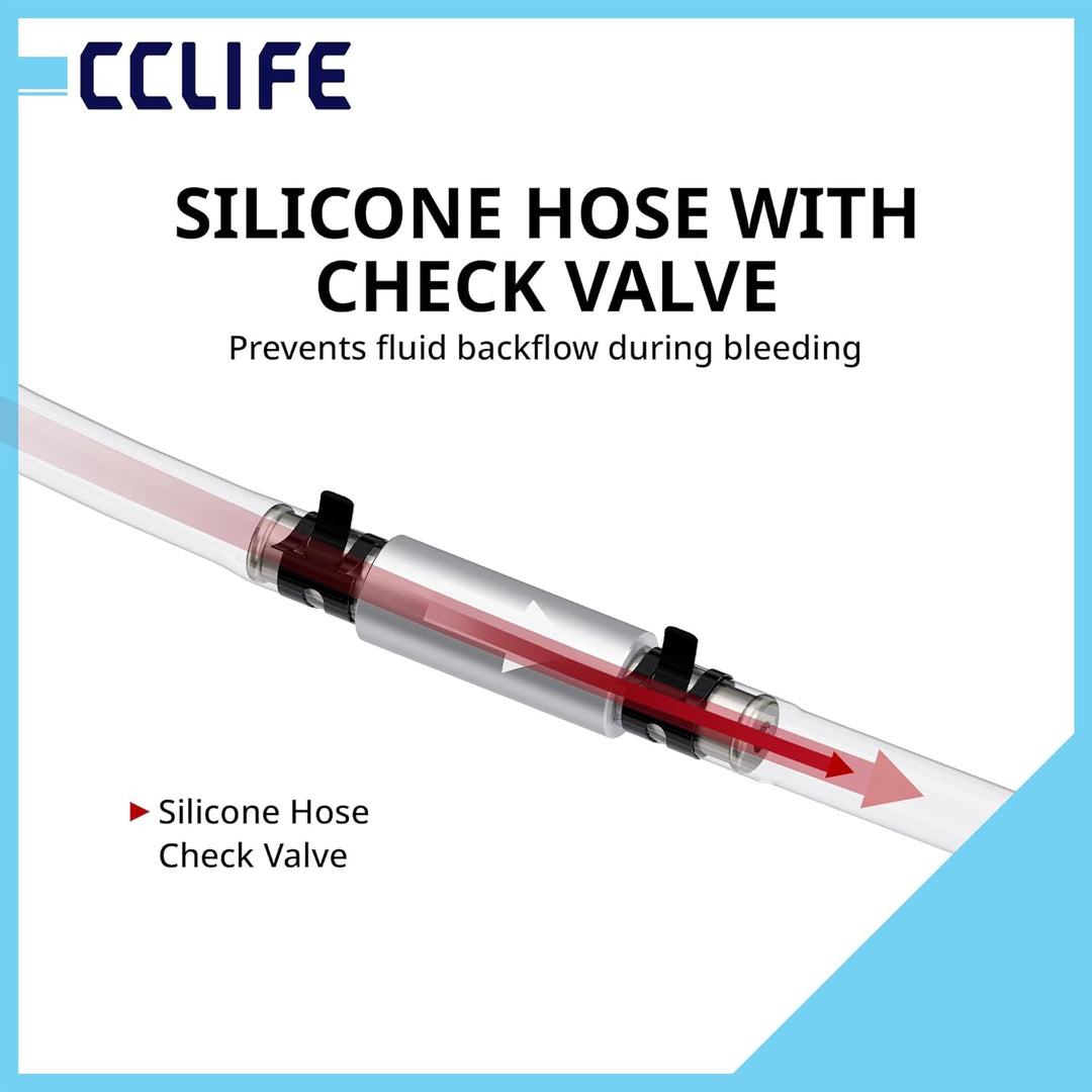 CCLIFE 7tlg Bremsenentlüftungsschlüssel Set, 7–12 mm, 12-Kant Stecknuss, mit 1,2 m Silikonschlauch &
