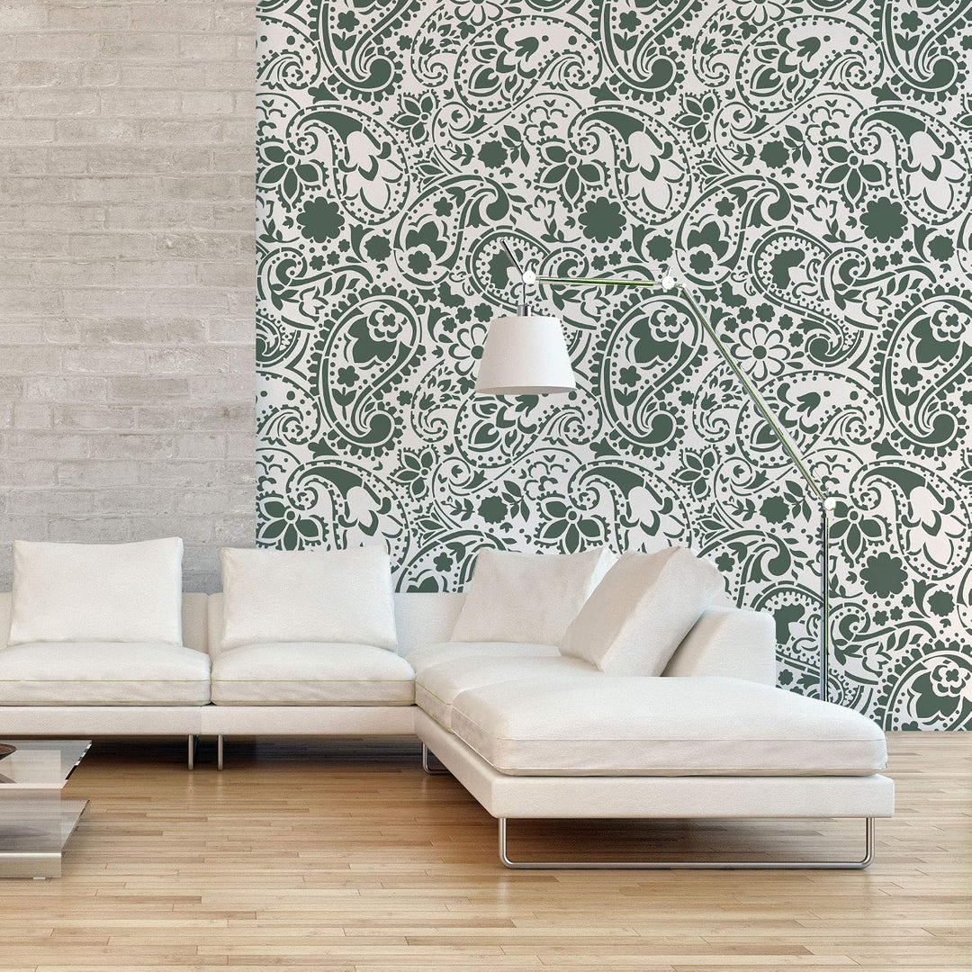 NAKLEO Wiederverwendbare Kunststoff-Schablonen - 59x95cm - Blumen Paisley Türkisch Orientalisch - Gr