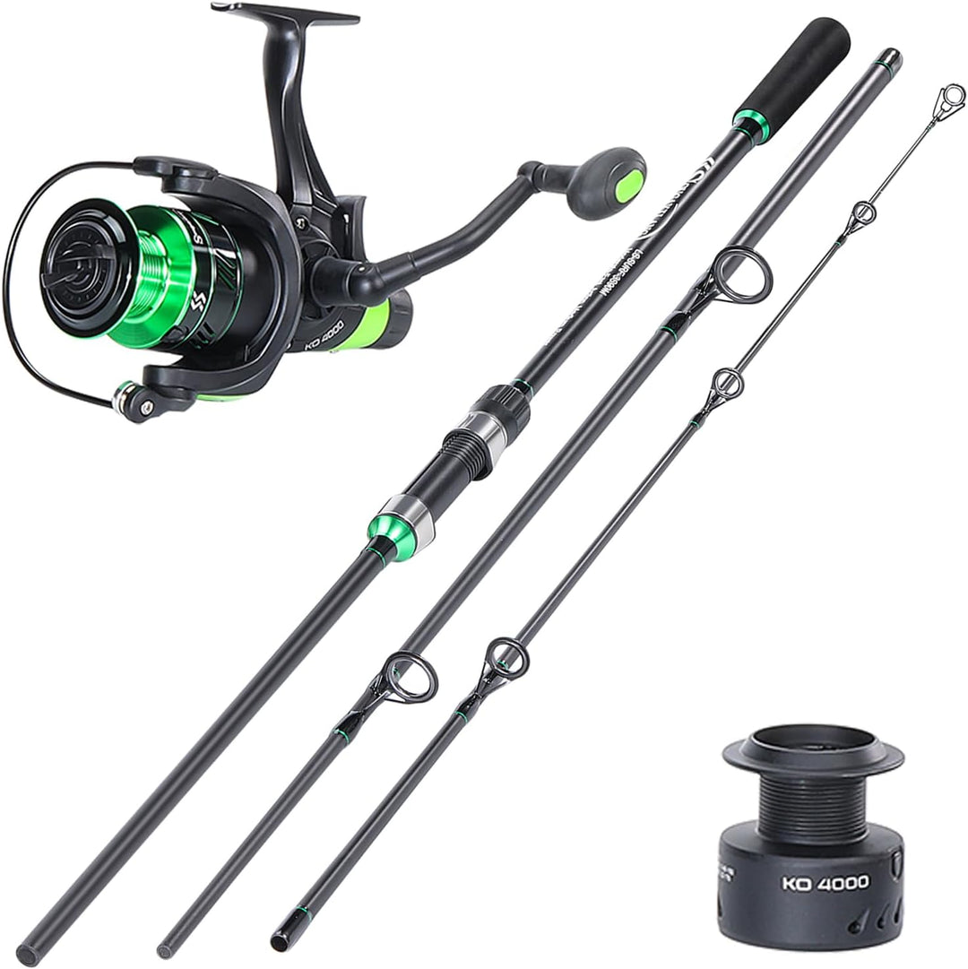 Sougayilang Surf Fishing Combo，Surf/Carp Rod with 4000 Carp Reel Set,3-Section Travel Fishing Tackle