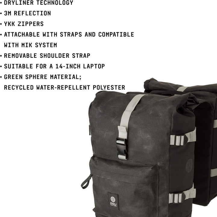 AGU H2O Roll-Top Doppelte Fahrradtasche II Urban MIK 28 Silber, 28 Silber