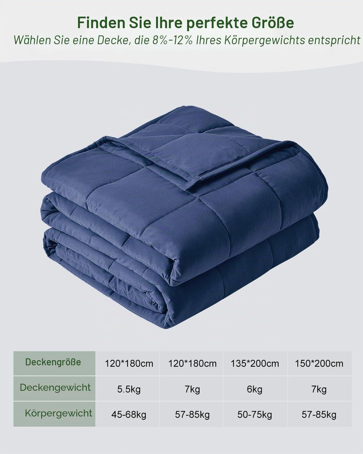 Sivio Gewichtsdecke für Erwachsene 7kg, Atmungsaktive Beschwerungsdecke, weiches Material mit Glaspe