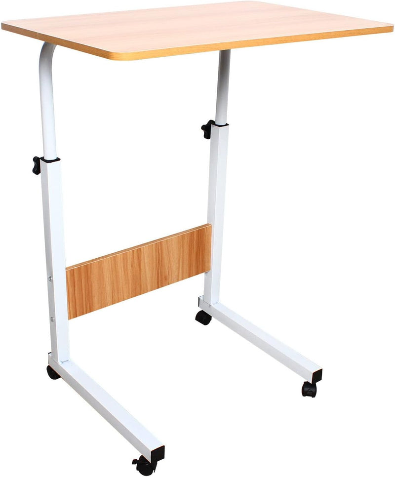 SHZICMY Beistelltisch, C-Form Sofatisch mit Rollen 70-90cm Höhenverstellbar mobiler Kaffeetisch Lapt