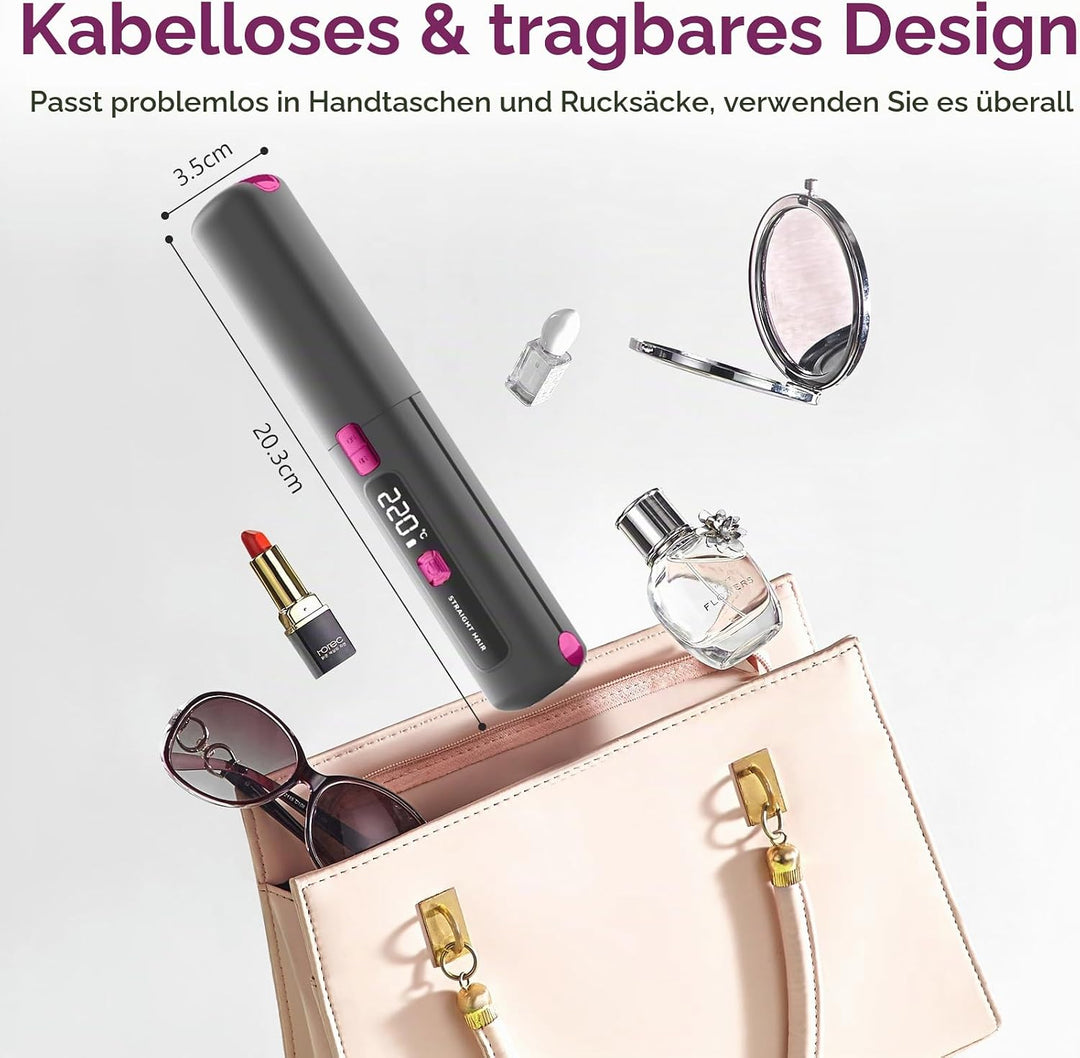 Mini Glätteisen 2 IN 1 Locken &amp; Glätten für Alle Haartypen, Mini Haarglätter für Kurzes Haar, 6 Temp