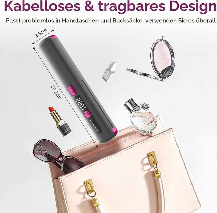 Mini Glätteisen 2 IN 1 Locken &amp; Glätten für Alle Haartypen, Mini Haarglätter für Kurzes Haar, 6 Temp