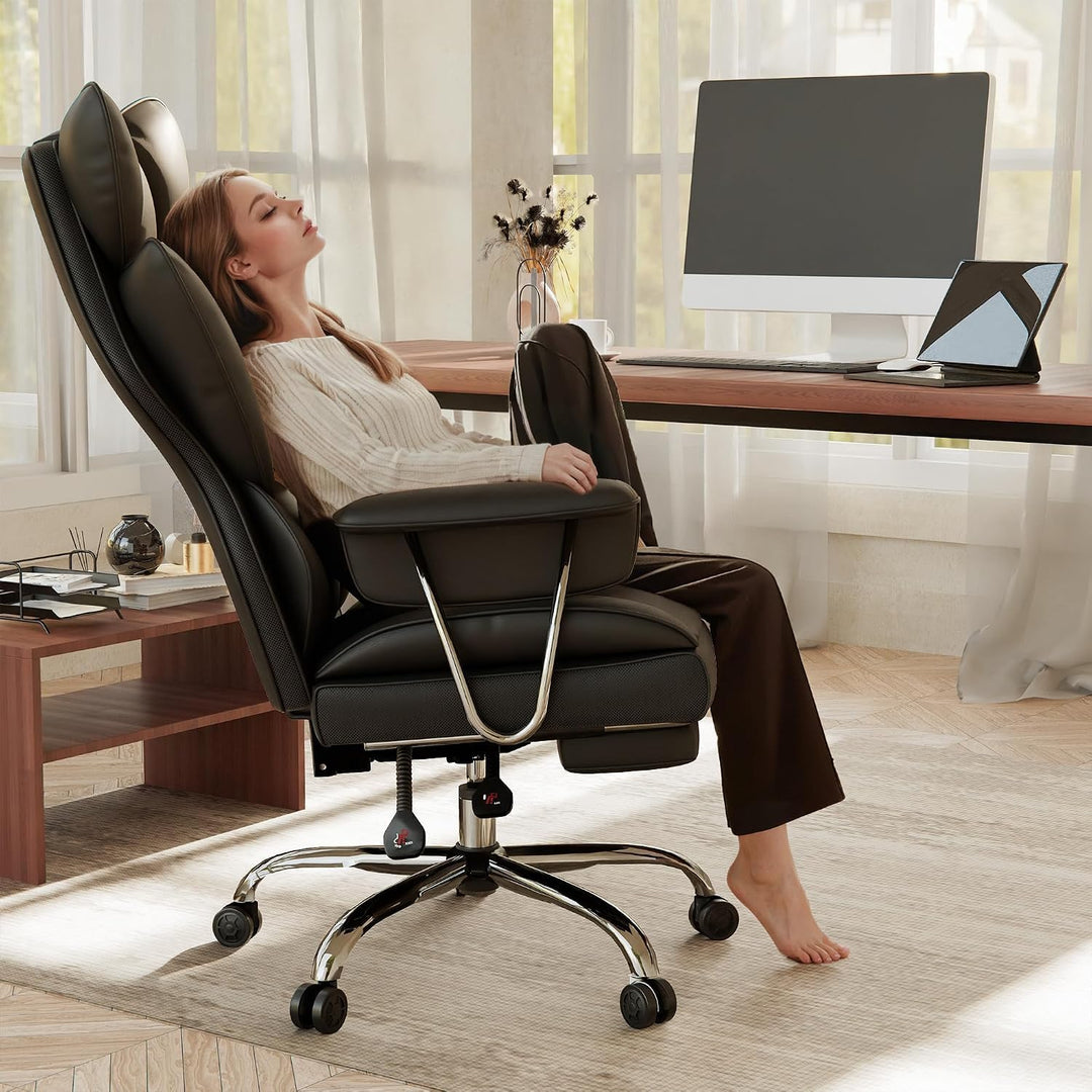 2026 Upgrade Bürostuhl Chefsessel bis 210kg, Ergonomischer Schreibtischstuhl, Lendenwirbelstütze und