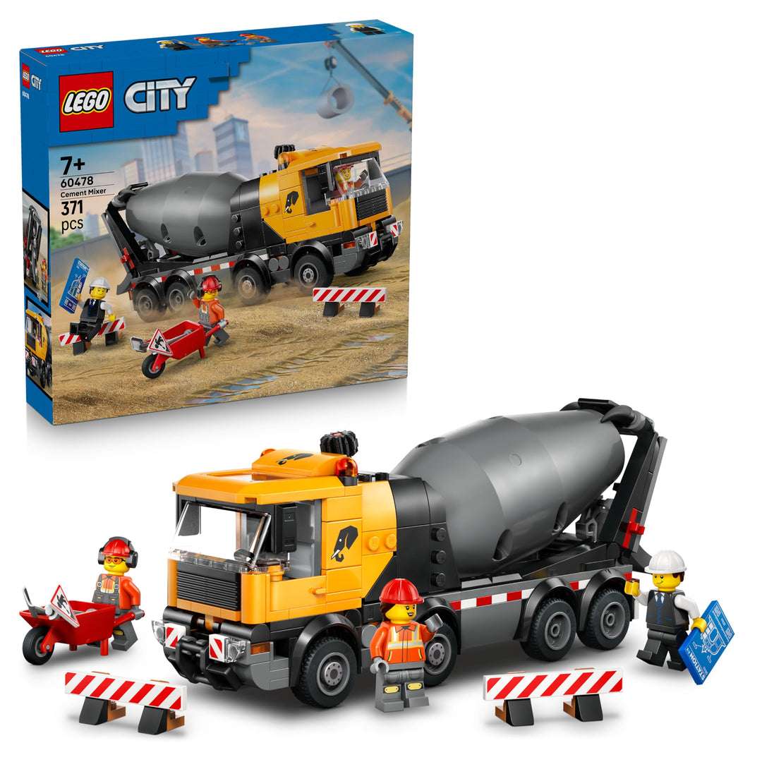 LEGO City Betonmischer - Lehrreiches Baufahrzeug Spielzeug mit 3 Minifiguren, drehbarer Trommel &amp; Au