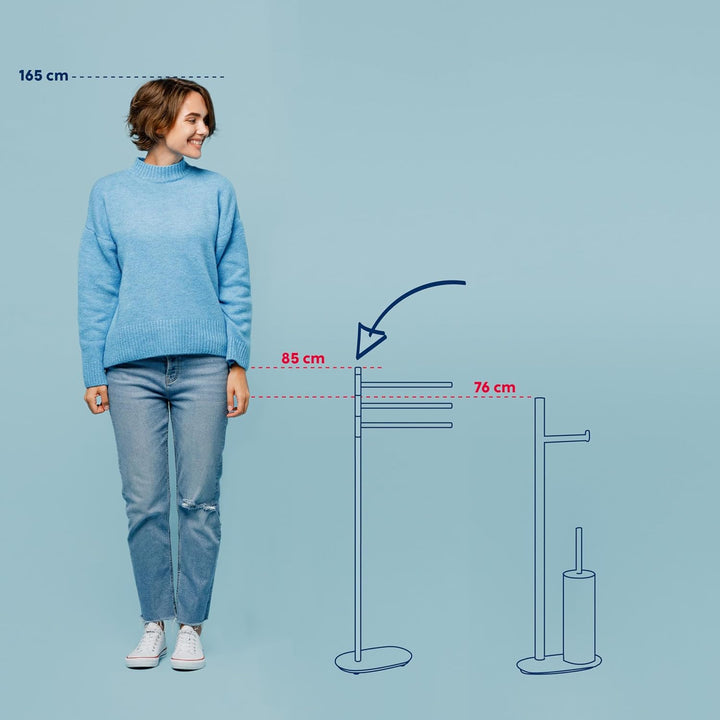 Kela 22699 Handtuchhalter, 3 Stangen, Rostfrei, Edelstahl 18/10, 92,5 cm Höhe, Lucido, Silber Glänze