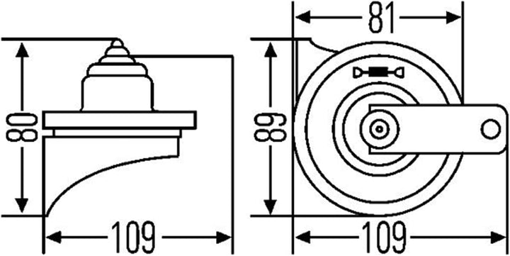 HELLA Fanfare - STYLE HORN TE24 - 12V - 110dB(A) - Frequenzbereich: 400Hz - Hochton - elektrisch - G