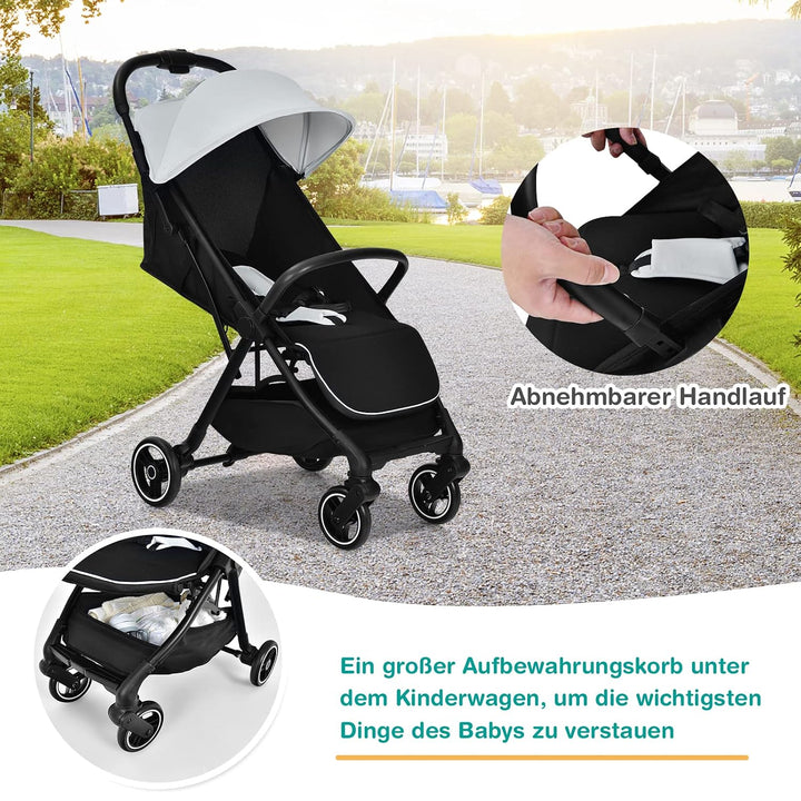GOPLUS Zusammenklappbarer Kinderwagen, Buggy mit Verstellbarer Rückenlehne &amp; Fussstütze &amp; Bremse, 5-