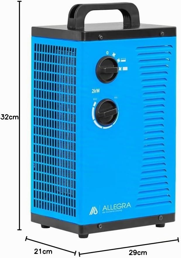 ALLEGRA Heizstrahler Heizlüfter 2 KW 2000 Watt Zeltheizung energiesparend Radiator Elektroheizung El