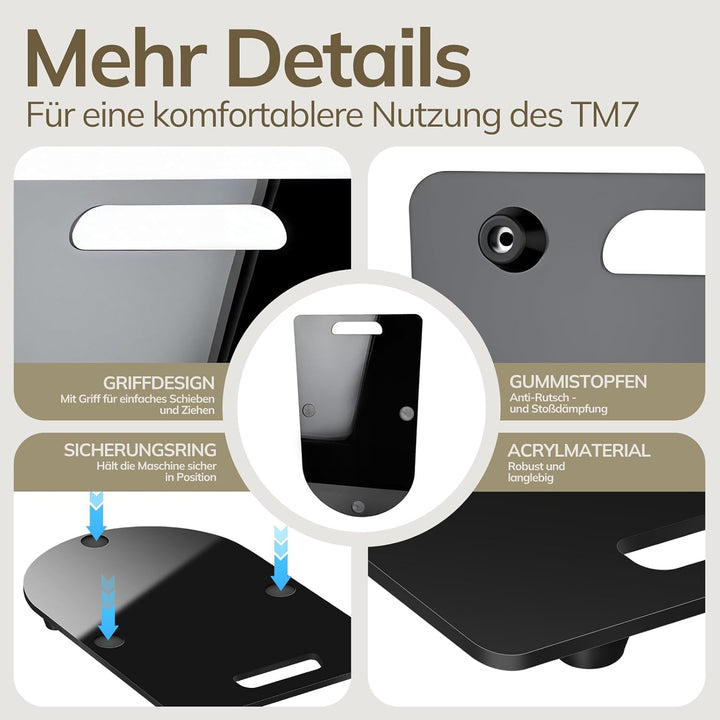 Gleitbrett TM7 für Thermomix, Brett für Thermomix mit 360° Rollen, Stopper & Gummifüssen, Müheloses