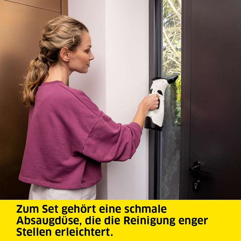 Kärcher Akku-Fenstersauger WV 2 Plus N, Akkulaufzeit: 35 min, LED-Ladezustandsanzeige, 2 Absaugdüsen