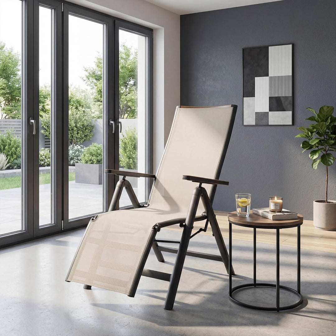 Grand patio Gartenstühle Klappbar, Aluminium Liegestuhl Hochlehner mit 6-Fach Verstellbare, Mesh Gew