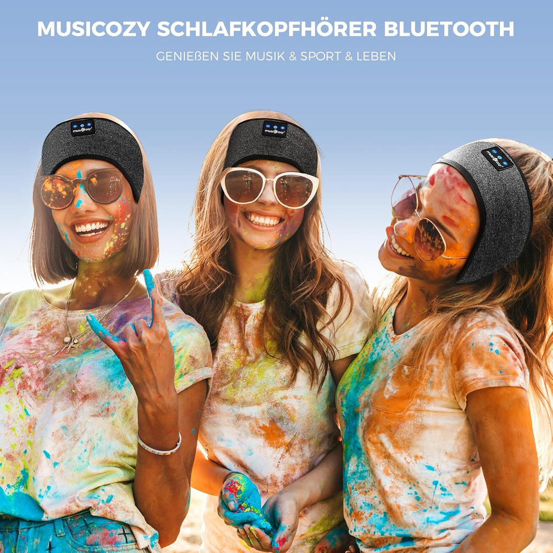 MUSICOZY Schlafkopfhörer Bluetooth, Schlaf Kopfhörer Stirnband Schlaf-Ohrhörer Headband Kabellos Spo