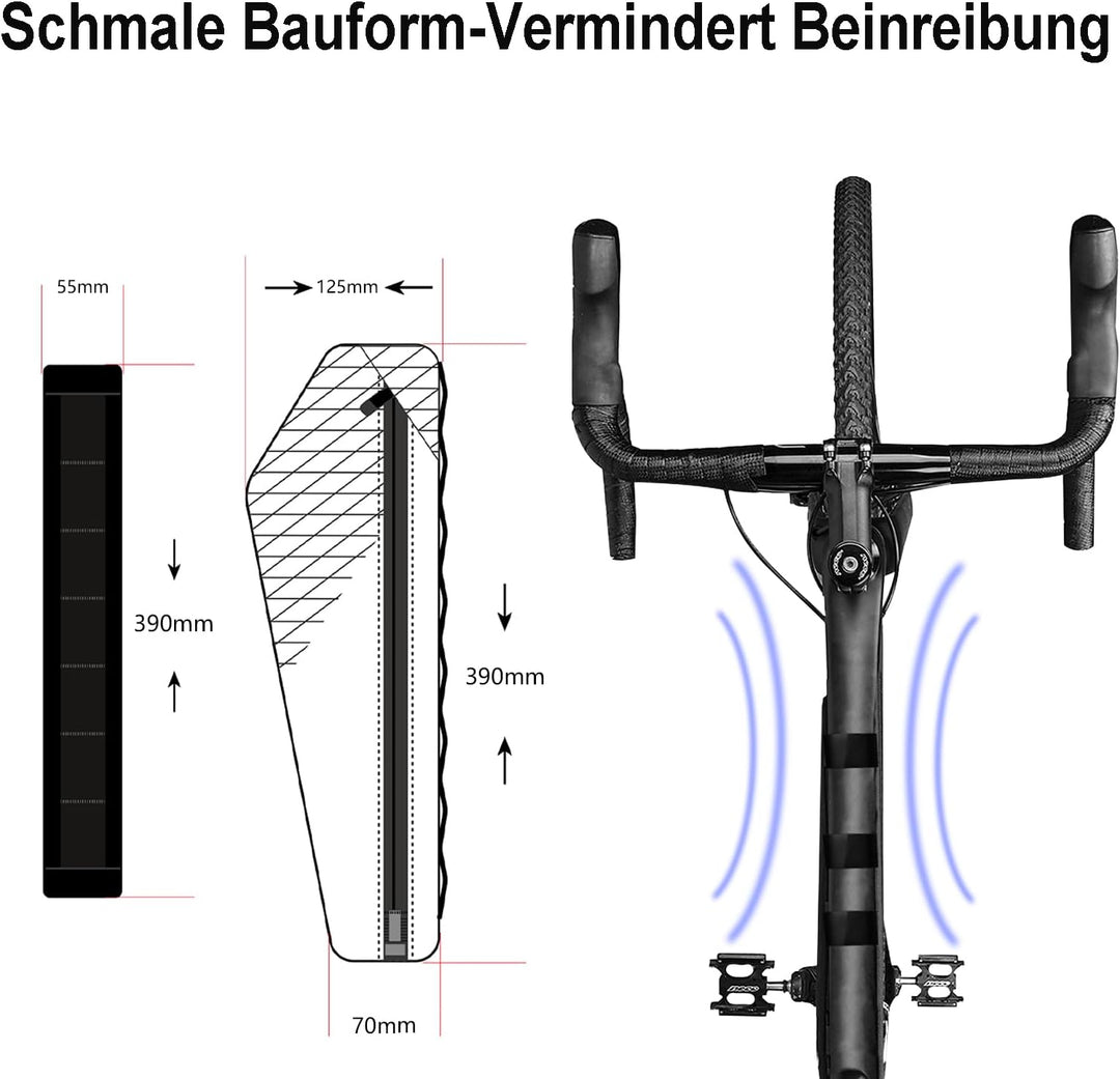 Fahrrad Rahmentasche 2,5 Liter Wasserdicht IPX6– Schmale Dreieckform mit Lackschutz für Gravelbike,