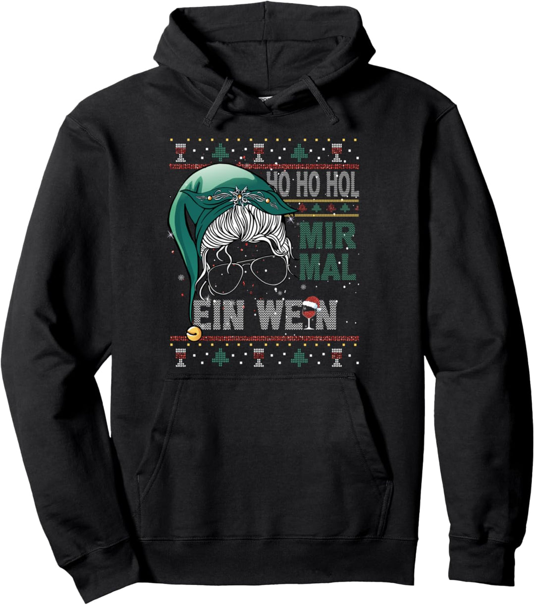 Lustiges Ho Ho Hol Mir Mal Ein Wein Ugly Christmas Sweater Pullover Hoodie