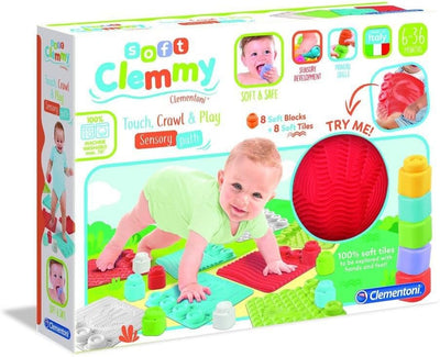 Clementoni 17352 Soft Clemmy Sensorische Krabbeldecke für Babys Bausteine für Kleinkinder ab 10 Mona