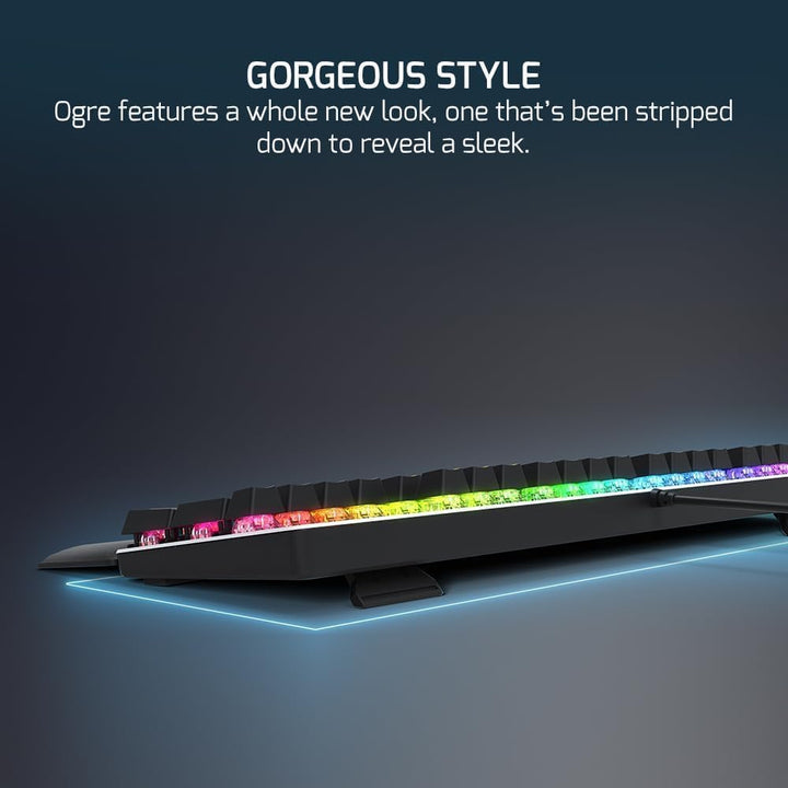 GAMEPOWER Ogre RGB Gaming Tastatur, Blue Switch Mechanical Keyboard, QWERTZ DE-Layout, mit Handgelen