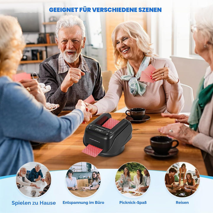 Automatischer Kartengeber, 360° Drehung für 1–4 Decks, Karten Verteiler, 2–8 Spieler, Eingebaute Spi