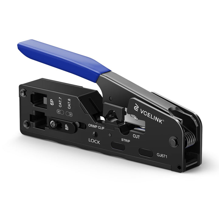 VCELINK GJ671BL Crimpzange RJ45 Presszange für stecker, Netzwerk Werkzeug für CAT 7/CAT 6A/CAT 6/CAT